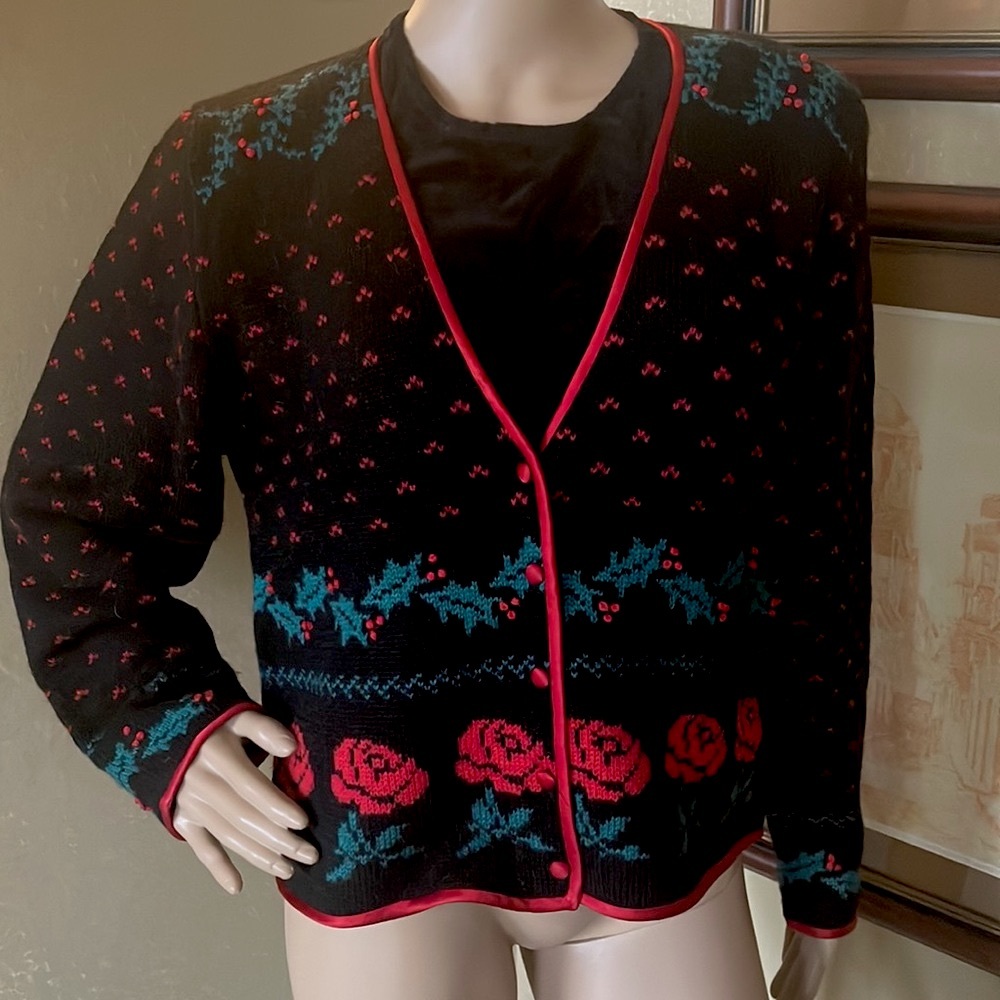 Susan Bristol Women’s Vintage Wool Christmas Cottage Core Sweater L